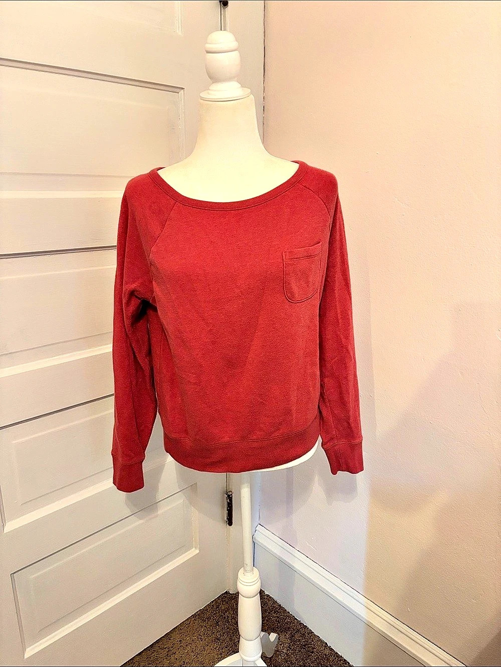J.Crew Crewneck Pocket Sweatshirt in Red Size Small Like New